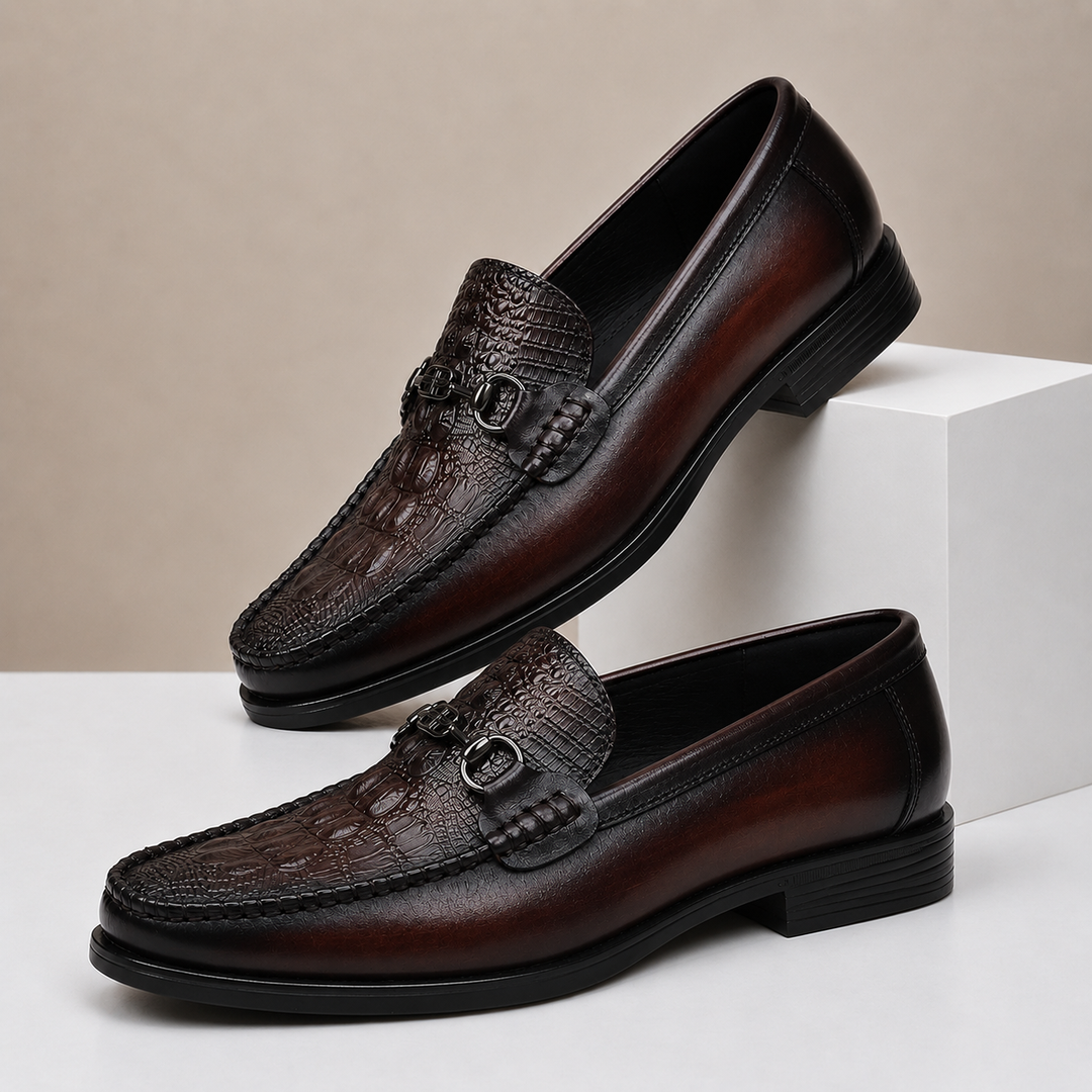Lucentaro Cowhide Leather Loafers