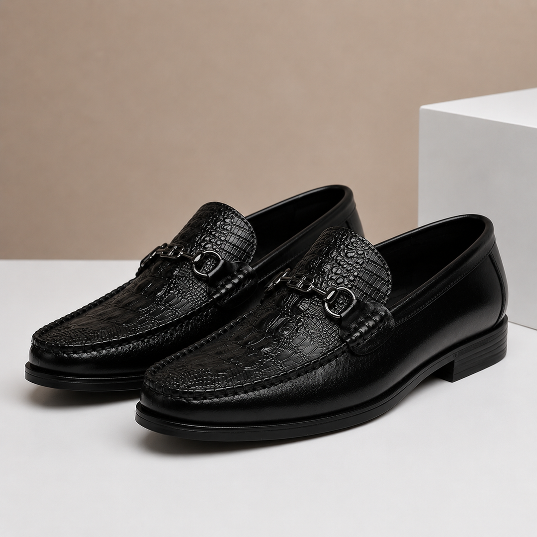 Lucentaro Cowhide Leather Loafers