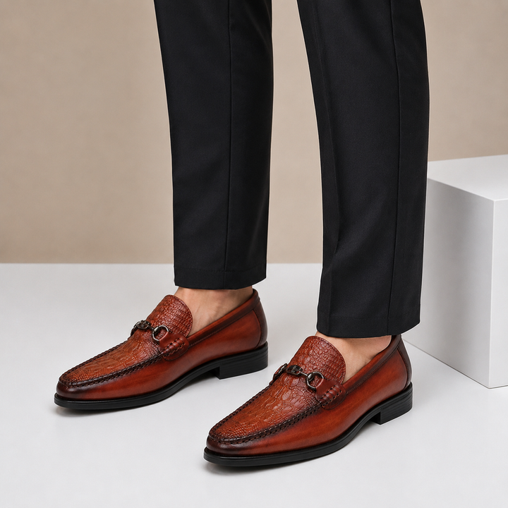 Lucentaro Cowhide Leather Loafers