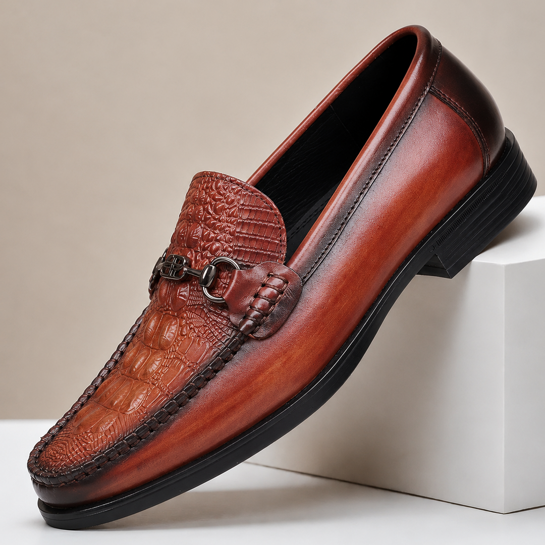 Lucentaro Cowhide Leather Loafers