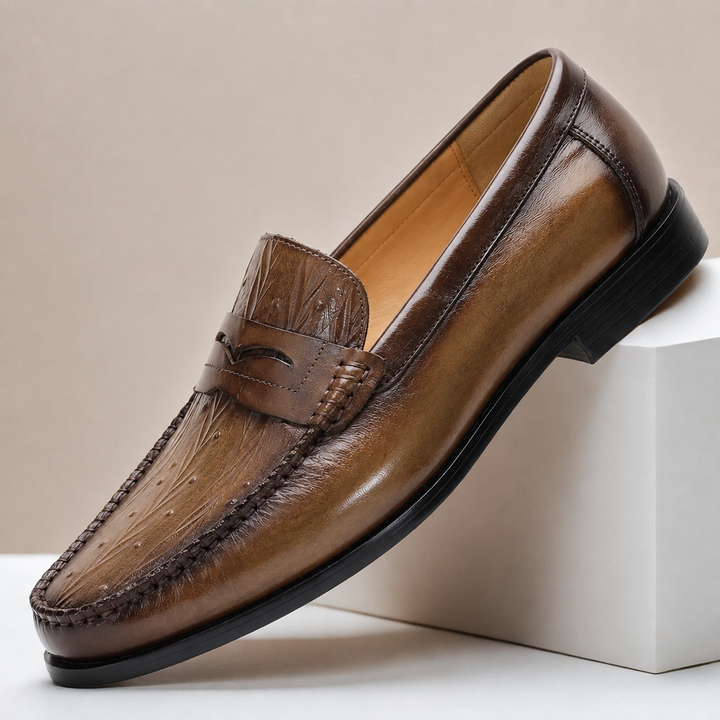 Corvani Cowhide Leather Loafers