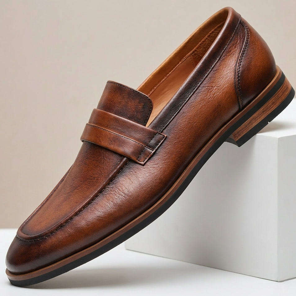Alfero Cowhide Leather Loafers
