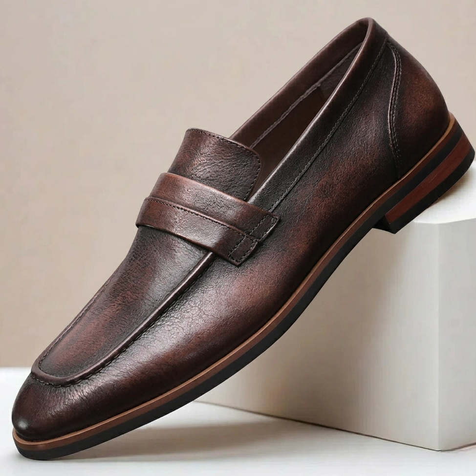 Alfero Cowhide Leather Loafers