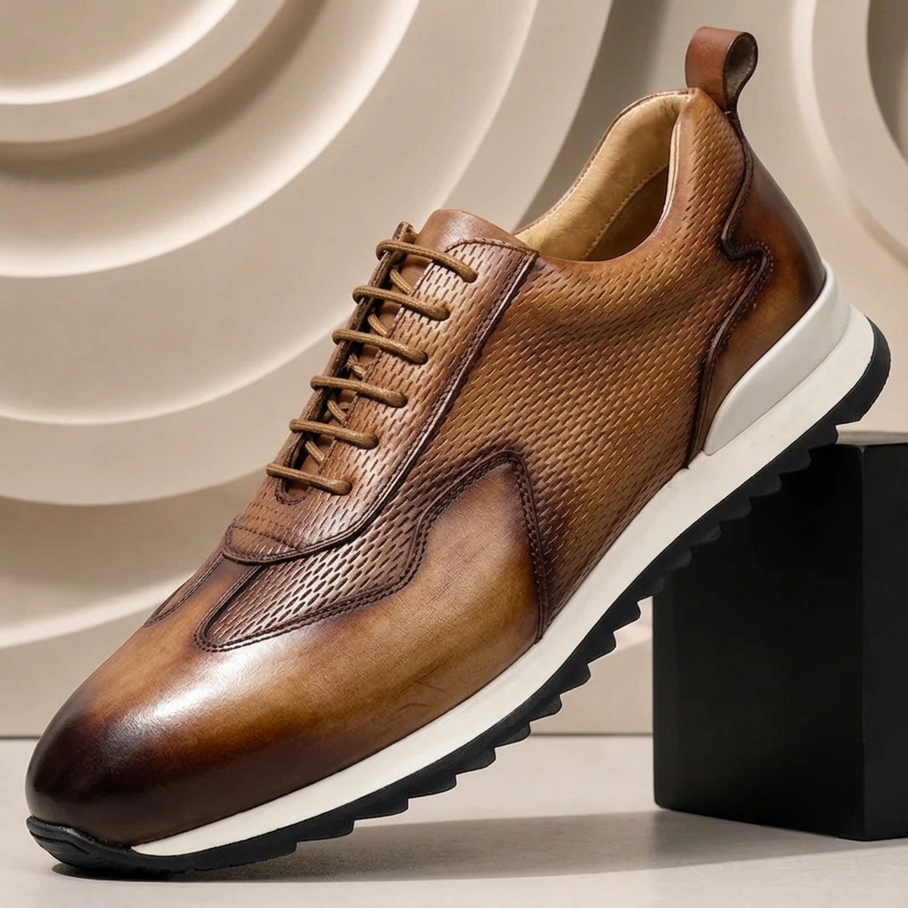 Taviano Cowhide Leather Sneakers