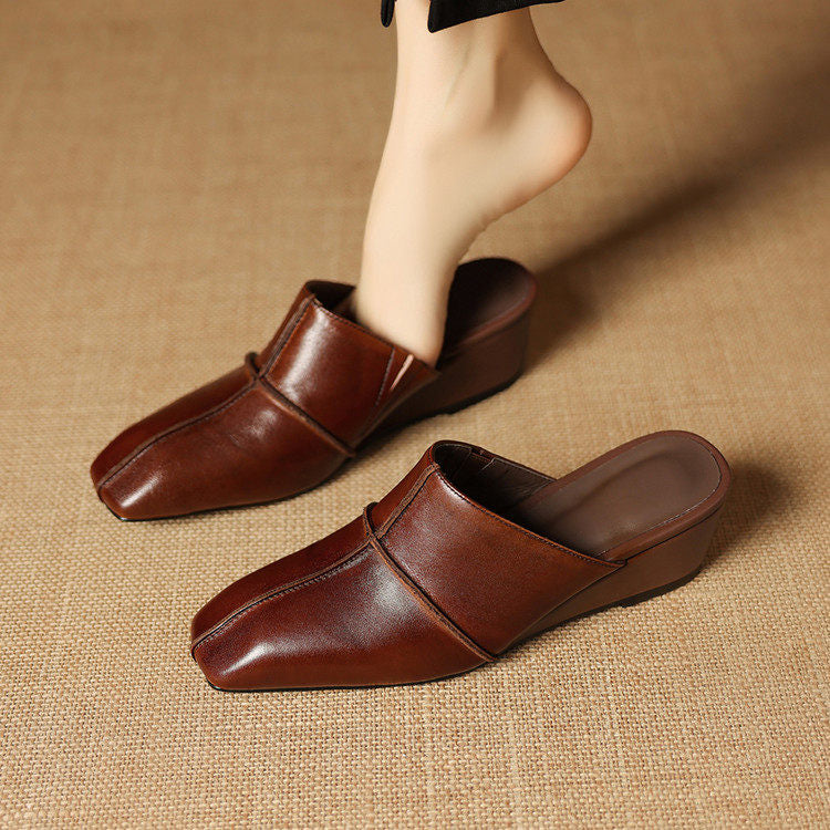 Lucie Genuine Leather Mules