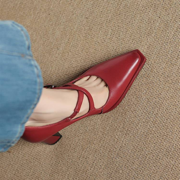 Elva Genuine Leather Heels