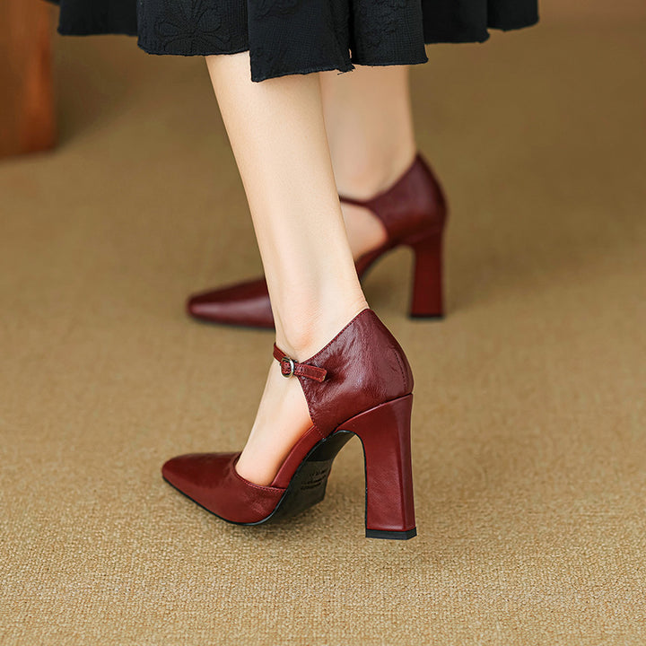 Velinia Genuine Leather Heels