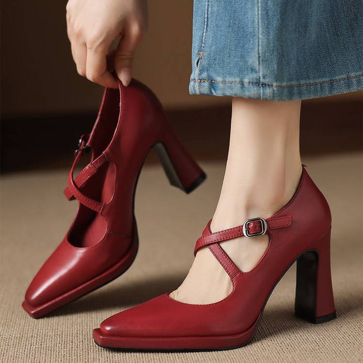 Elva Genuine Leather Heels