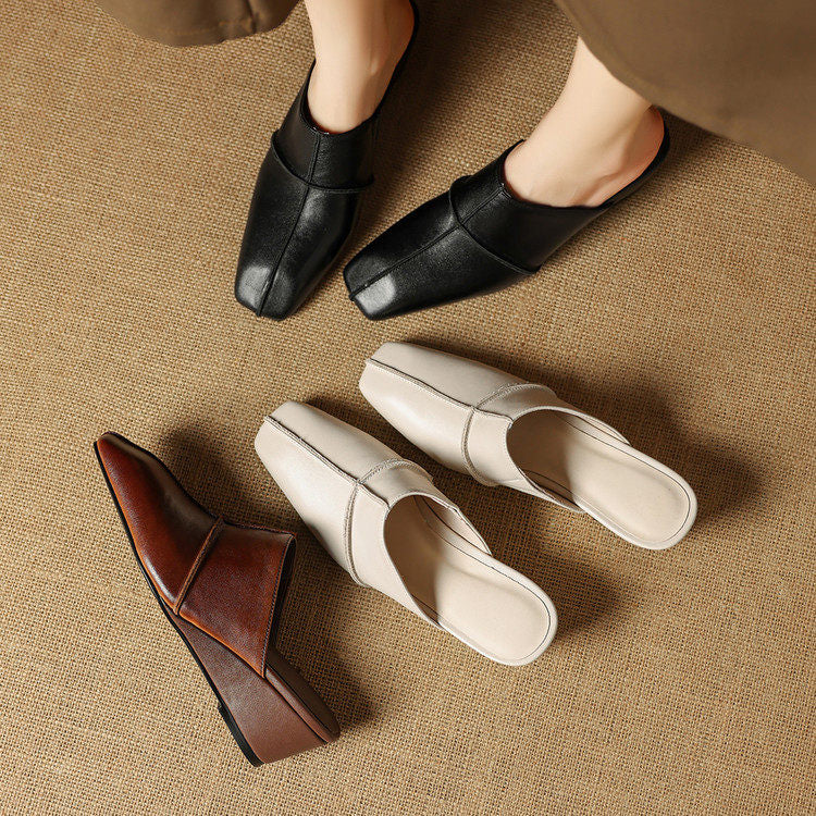 Lucie Genuine Leather Mules