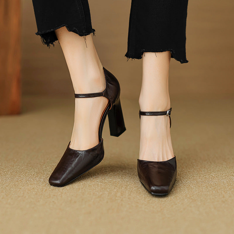 Velinia Genuine Leather Heels