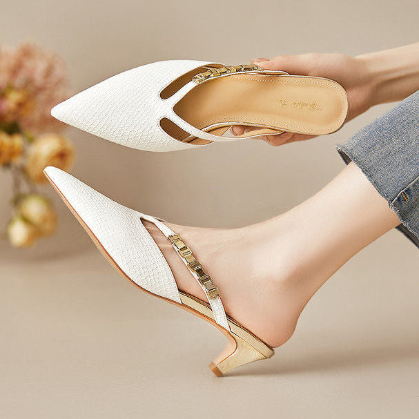 Ivory Genuine Leather Mules