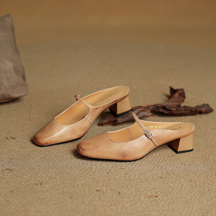 Rosaline Genuine Leather Mules