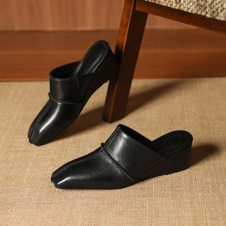 Lucie Genuine Leather Mules