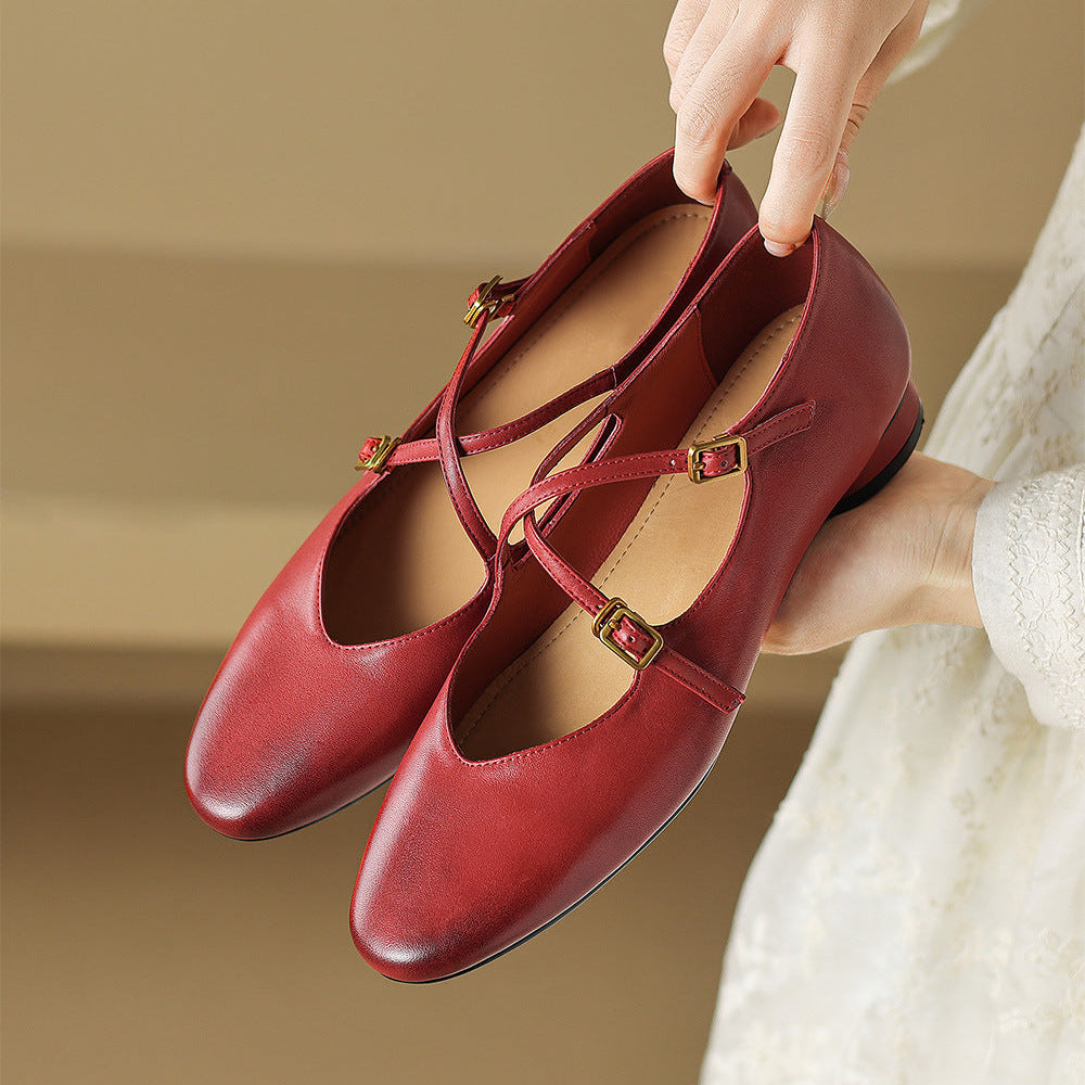 Esmira Genuine Leather Flats