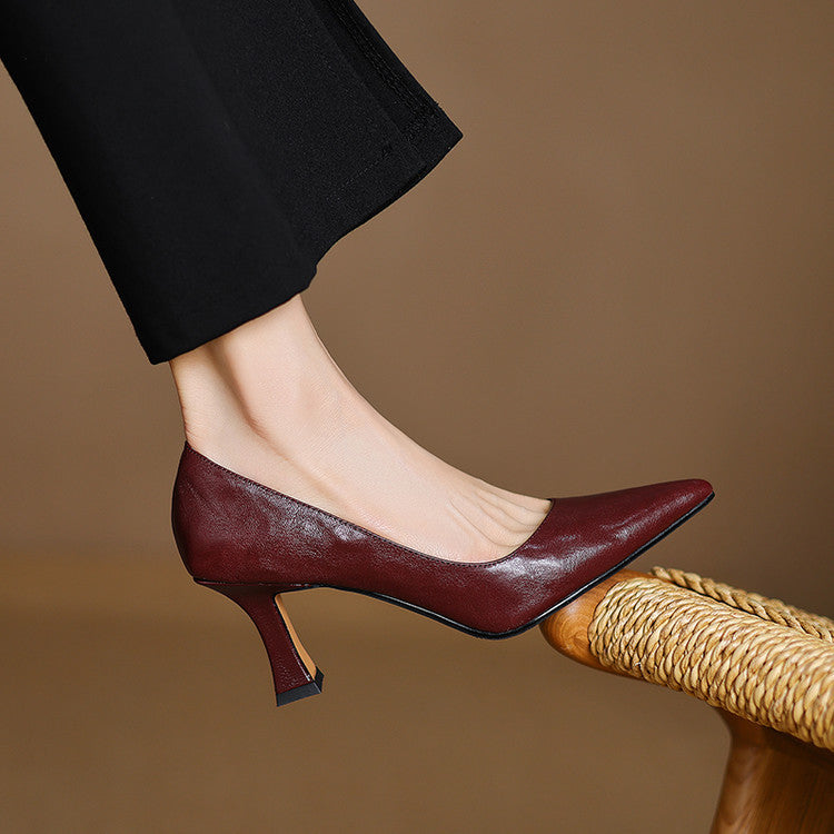 Valena Genuine Leather Heels