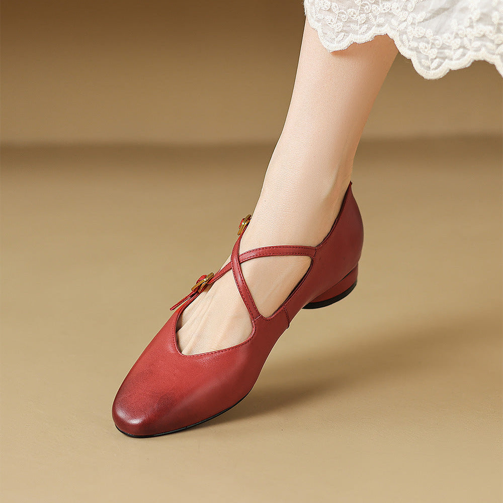 Esmira Genuine Leather Flats