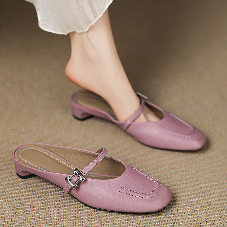 Elira Genuine Leather Mules