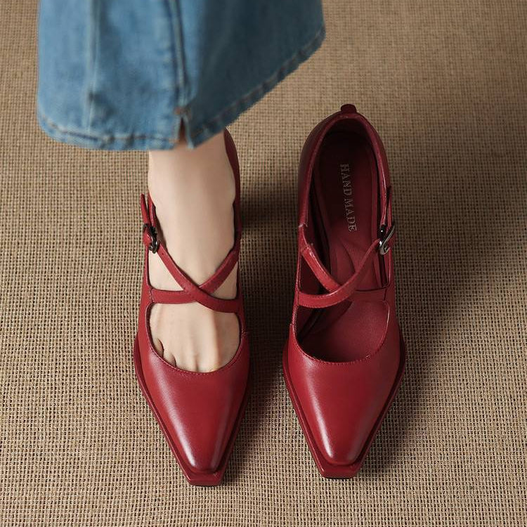 Elva Genuine Leather Heels