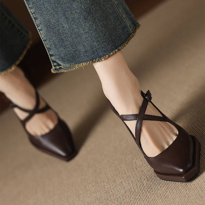 Elva Genuine Leather Heels