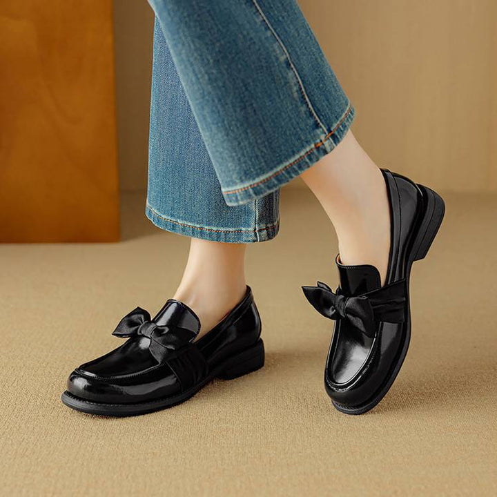 Noemi Genuine Leather Bow Loafers