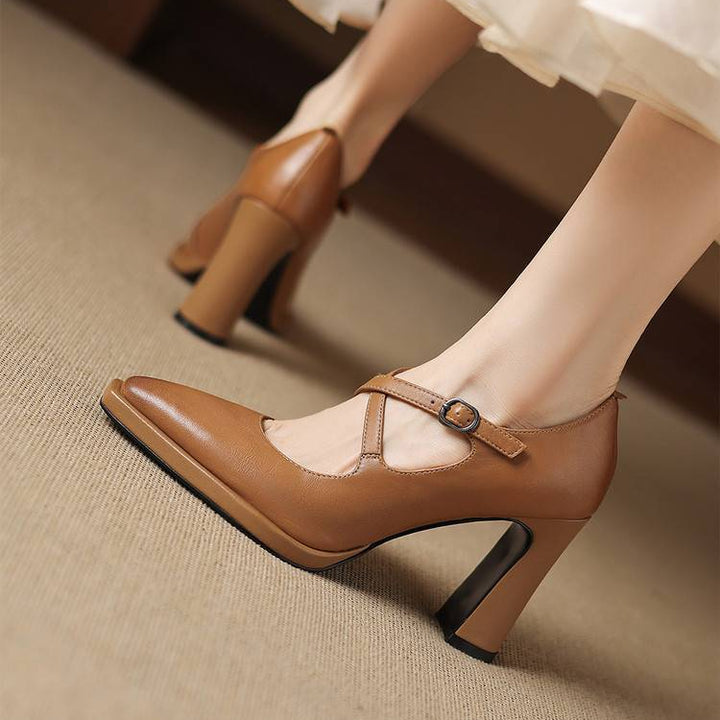 Elva Genuine Leather Heels