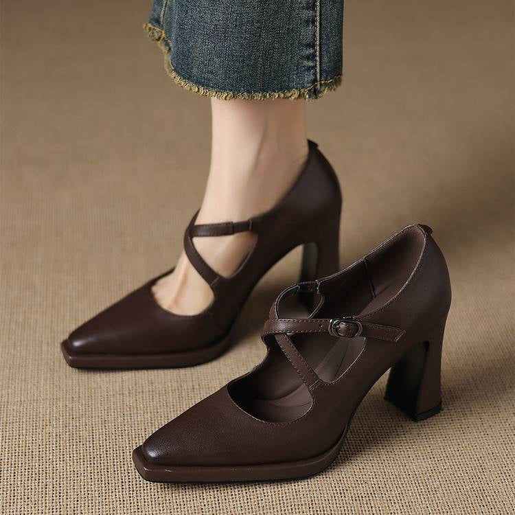 Elva Genuine Leather Heels