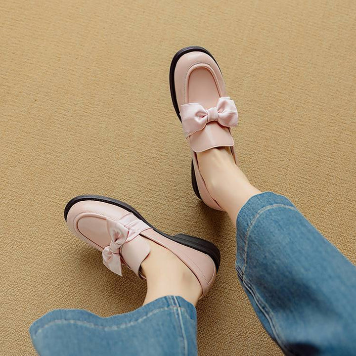 Noemi Genuine Leather Bow Loafers