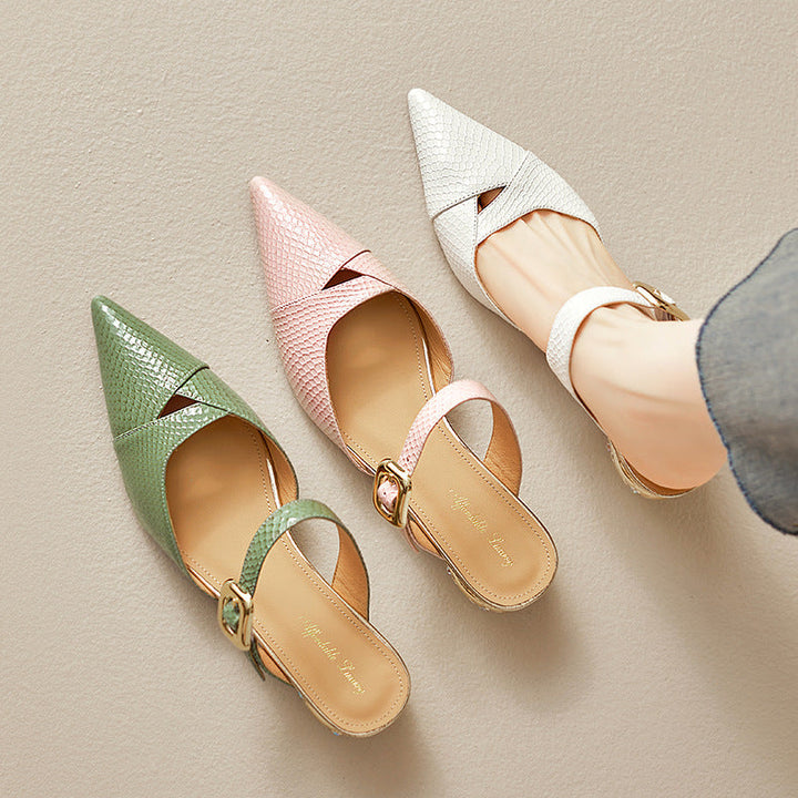 Veloura Genuine Leather Mules