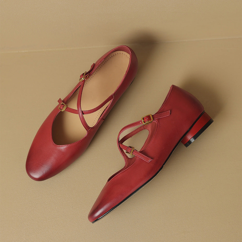 Esmira Genuine Leather Flats