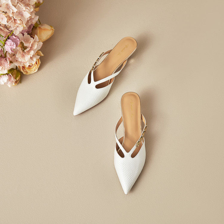 Ivory Genuine Leather Mules