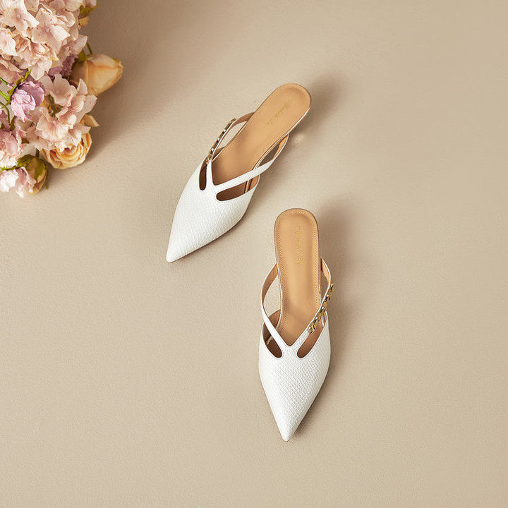 Ivory Genuine Leather Mules
