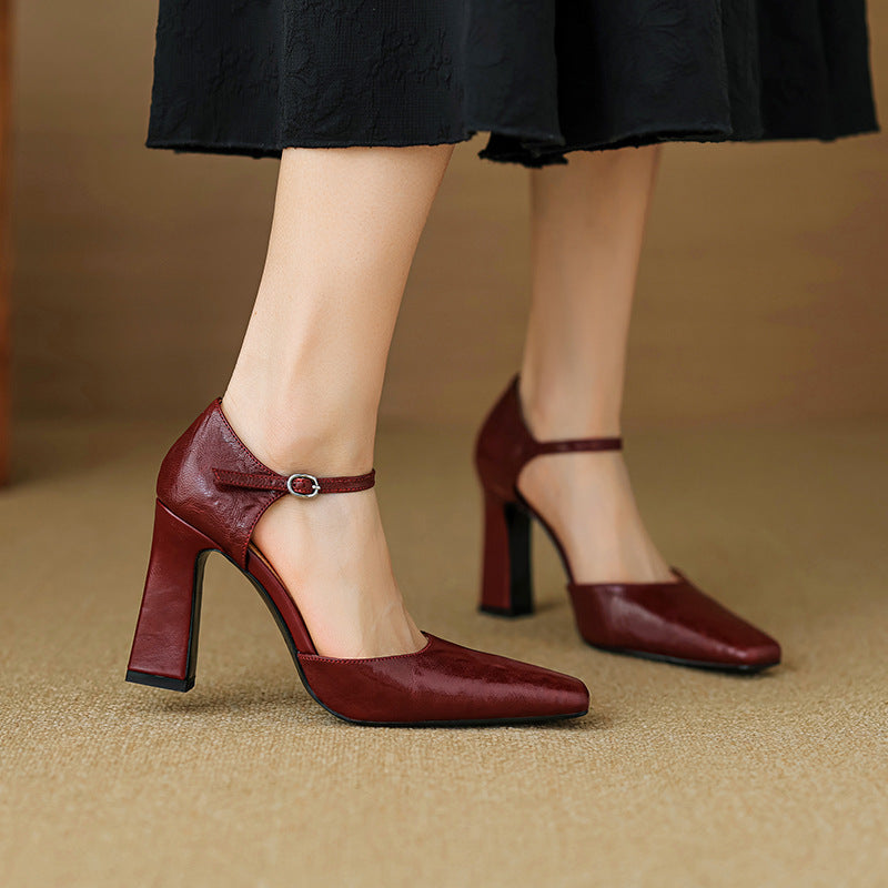 Velinia Genuine Leather Heels