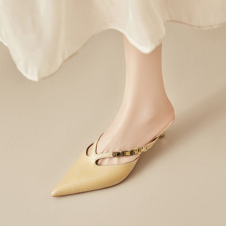 Ivory Genuine Leather Mules