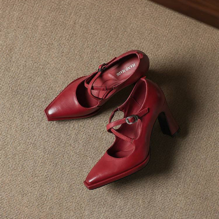 Elva Genuine Leather Heels