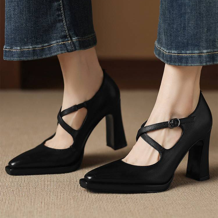 Elva Genuine Leather Heels