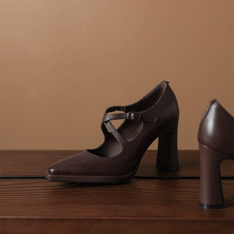 Elva Genuine Leather Heels