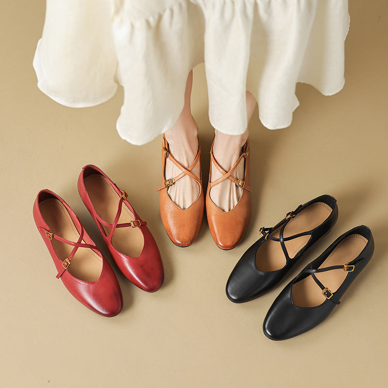 Esmira Genuine Leather Flats