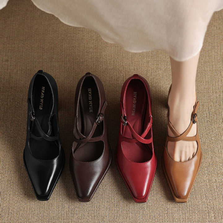 Elva Genuine Leather Heels