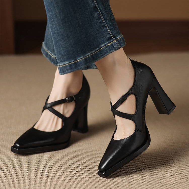 Elva Genuine Leather Heels