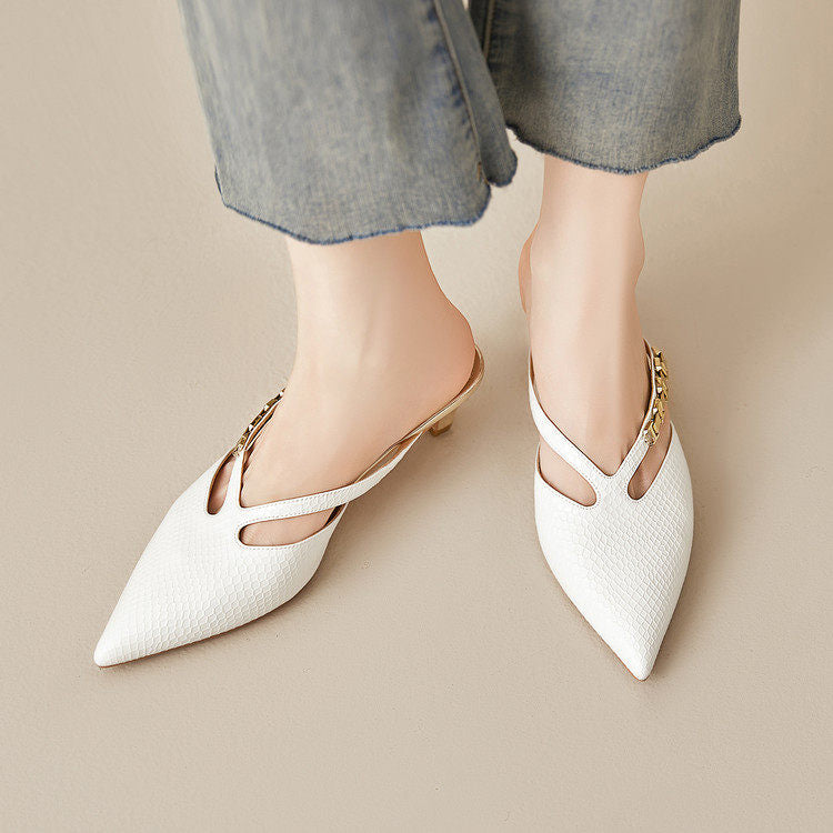Ivory Genuine Leather Mules