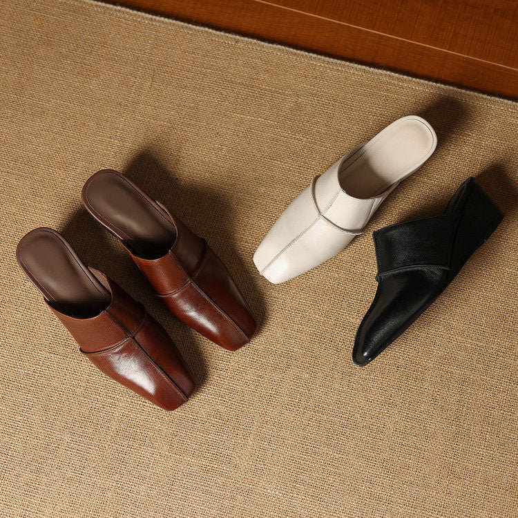 Lucie Genuine Leather Mules