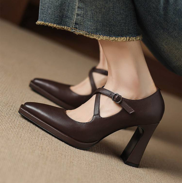 Elva Genuine Leather Heels