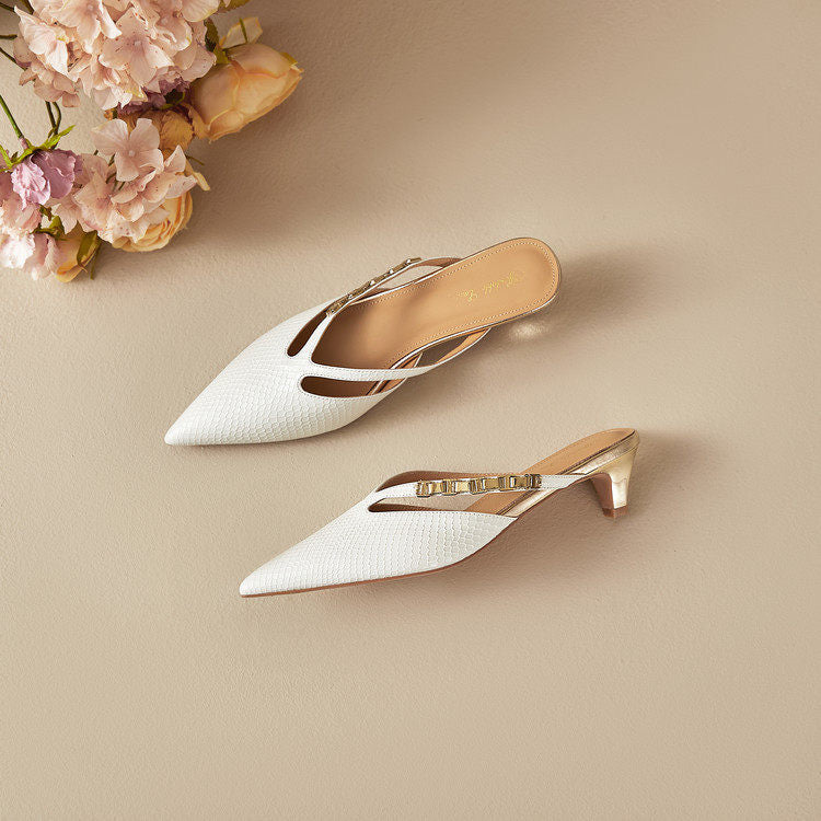 Ivory Genuine Leather Mules