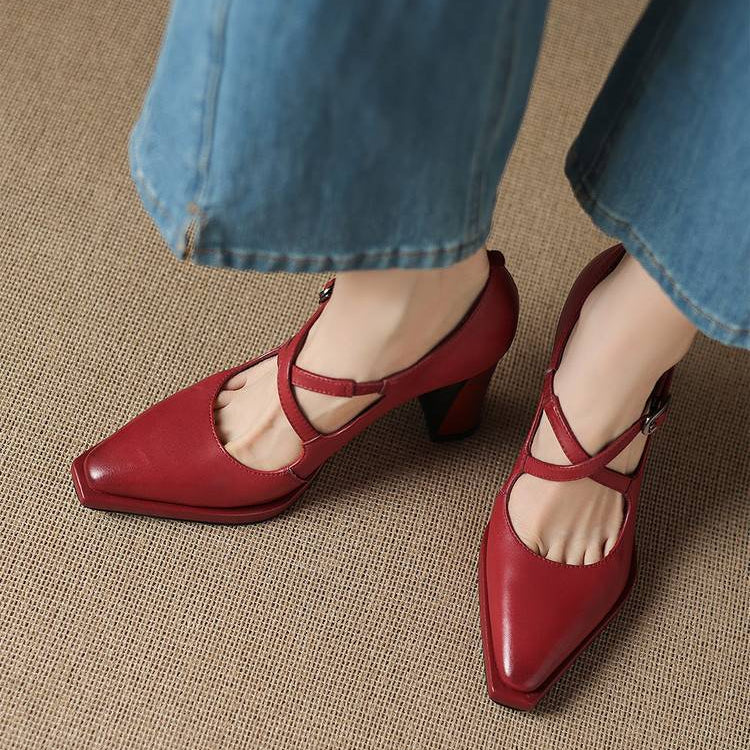 Elva Genuine Leather Heels