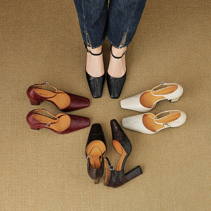 Velinia Genuine Leather Heels