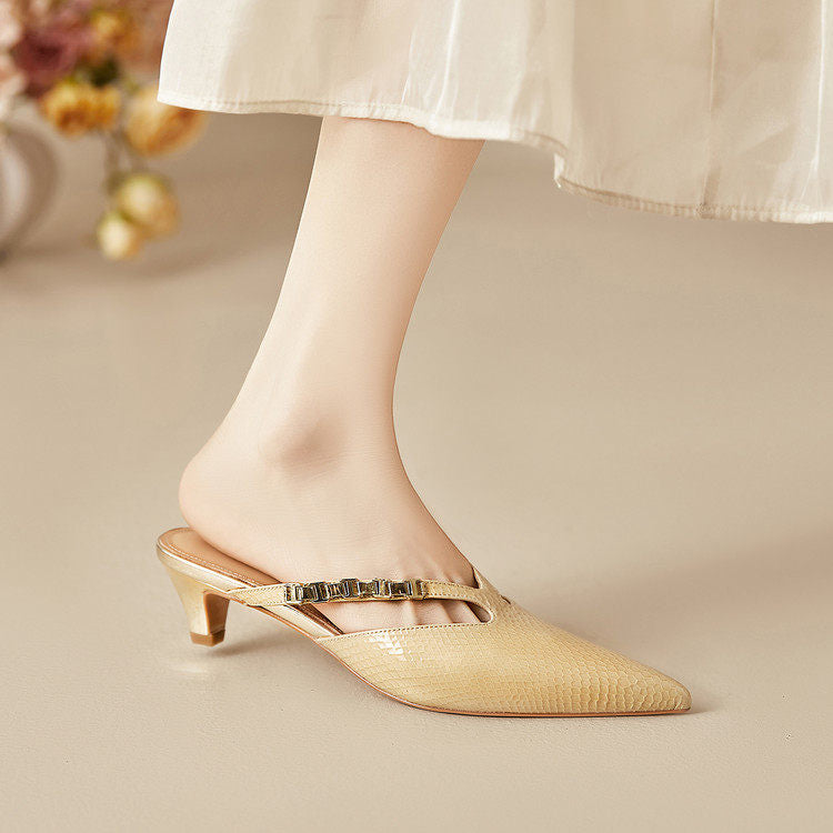 Ivory Genuine Leather Mules