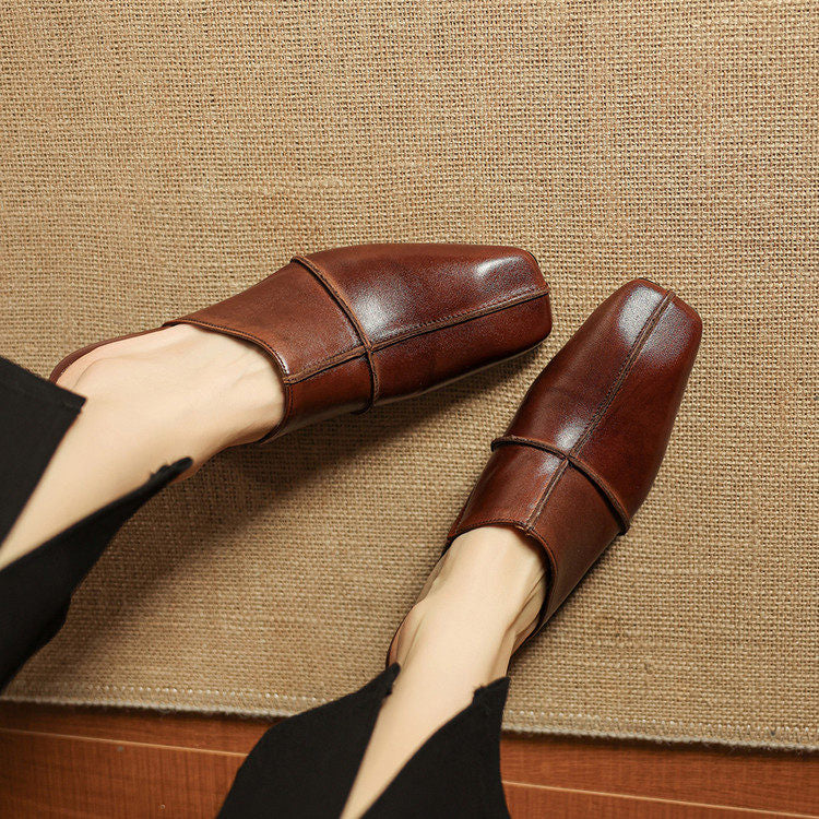 Lucie Genuine Leather Mules