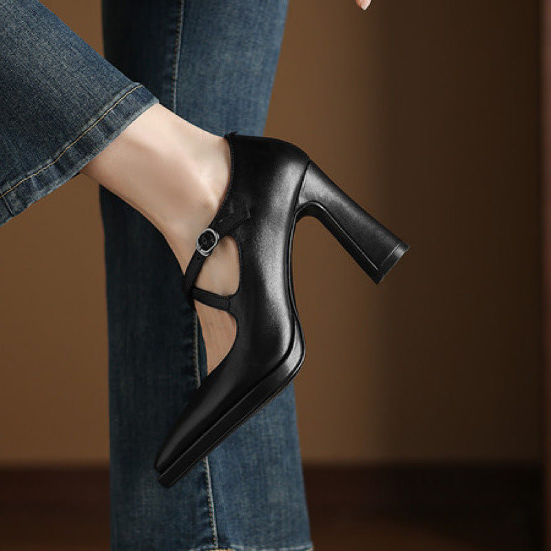 Elva Genuine Leather Heels