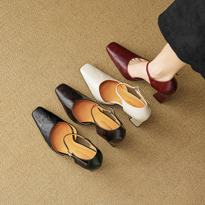 Velinia Genuine Leather Heels