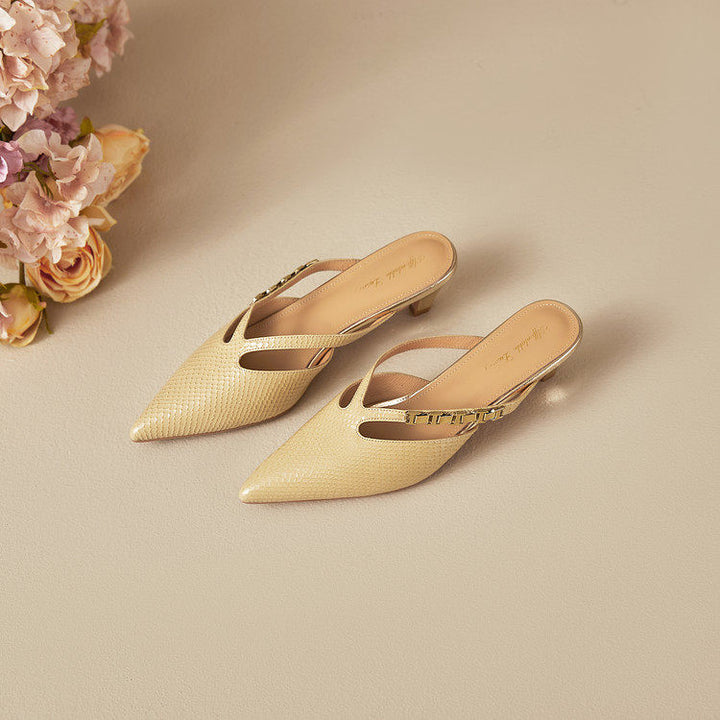 Ivory Genuine Leather Mules